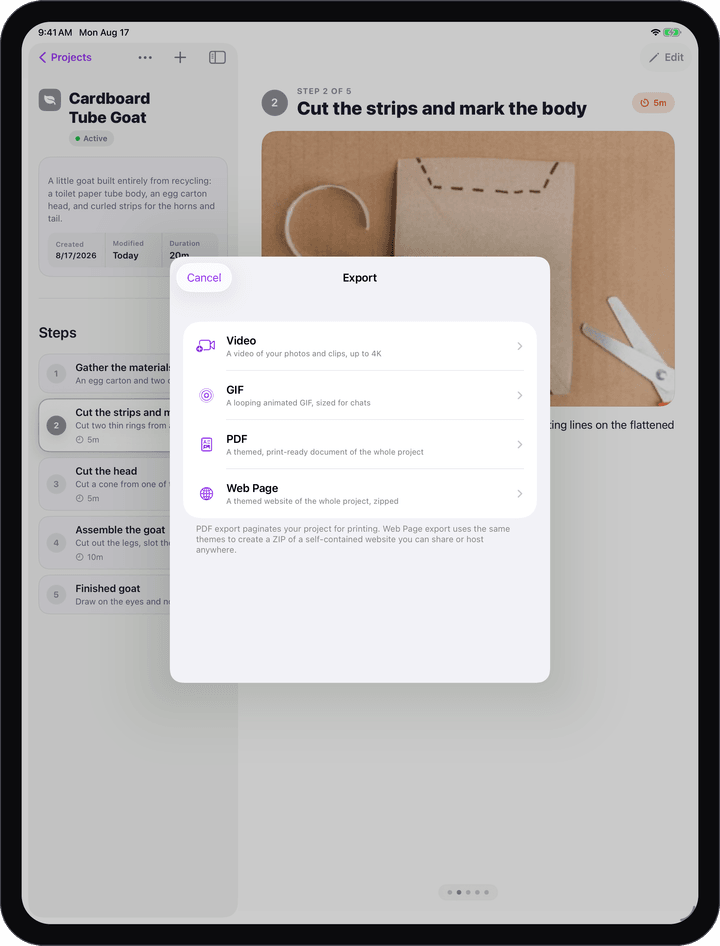 Show & Tell — Export options