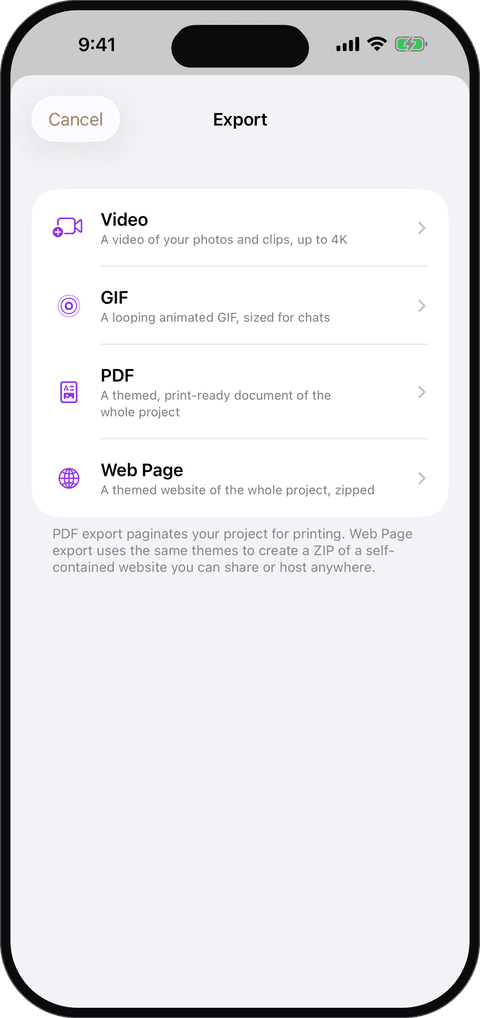 Show & Tell — Export options